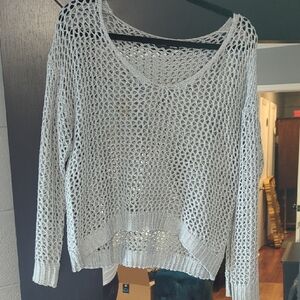 SHEIN Light Gray Open Knit Sweater